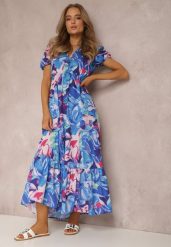 Niebieska Sukienka Dianedeia. Niebieskie sukienki damskie Renee, na lato, l, bez wzorów, bez kołnierzyka, bez ramiączek, maxi. Za 49.99 zł.