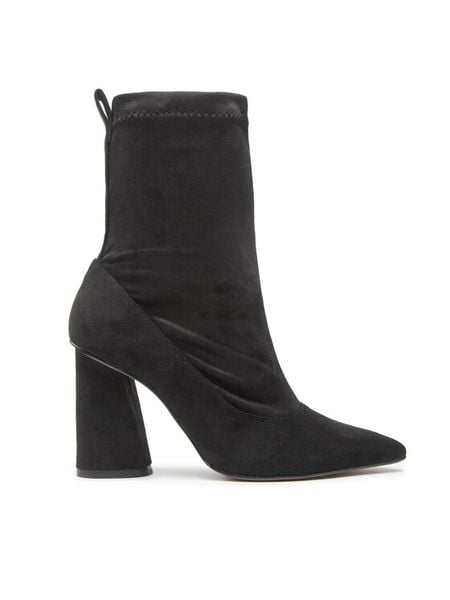 Eva Minge Botki EM-74-12-001526 Czarny. Czarne botki damskie Eva Minge, bez wzorów, z materiału, bez obcasa, na słupku, bez zapięcia. Za 479.99 zł.