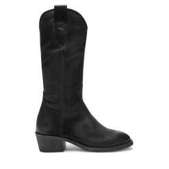 Kowbojki Tamaris. Czarne kozaki damskie Tamaris, bez wzorów, bez obcasa, na słupku, bez zapięcia. Za 739.99 zł.