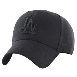 Czapka z daszkiem dla dorosłych MLB Los Angeles Dodgers Cap. Czarne czapki damskie 47 Brand, na lato, bez wzorów, z materiału, sportowe. Za 190.50 zł.