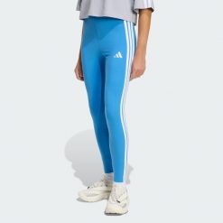 Legginsy Essentials 3-Stripes Cotton. Białe legginsy damskie Adidas, bez wzorów, z bawełny. Za 102.99 zł.