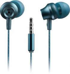 CANYON Stereo earphones with microphone metallic shell 1.2M blue-green CNS-CEP3BG (5291485002879). Niebieskie słuchawki dokanałowe Canyon. Za 58.12 zł.