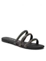 Guess Klapki Tadem FLGTAM ELE19 Czarny. Czarne klapki damskie Guess, z aplikacjami, z materiału, bez obcasa, bez zapięcia. Za 419.99 zł.