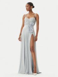 Elisabetta Franchi Sukienka wieczorowa AB-R22-52E2 Niebieski jasny Regular Fit. Niebieskie sukienki damskie Elisabetta Franchi, bez wzorów, z wiskozy, wizytowe, bez kołnierzyka, bez ramiączek. Za 1,699.99 zł.