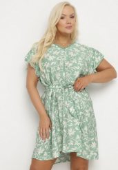 Zielona Sukienka Wiązana Paskiem w Talii z Koronką Tolamira. Zielone sukienki damskie Born2be, na co dzień, l, bez wzorów, z koronki, eleganckie, bez kołnierzyka, bez ramiączek, midi, oversize. Za 69.99 zł.