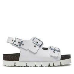 Sandały Dr. Brinkmann. Białe sandały damskie Dr. Brinkmann, bez wzorów, bez obcasa, na płaskiej podeszwie, bez zapięcia. Za 249.99 zł.