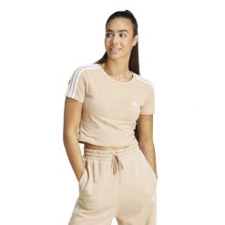 Koszulka damska ADIDAS Gym & Pilates crop slim. Białe bluzki damskie Adidas, l, bez wzorów, z bawełny, sportowe, bez kołnierzyka, bez ramiączek. W wyprzedaży za 99.99 zł.