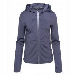 Kurtka Z Kapturem Damska Tolin. Szare kurtki sportowe damskie Hi-tec, bez wzorów, bez ramiączek, z kapturem, trekkingowe. Za 148.99 zł.