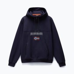 Bluza męska Napapijri Burgee Half Zip Hooded 2.0. Niebieskie bluzy męskie Napapijri, m, bez wzorów, bez kaptura. Za 579.99 zł.