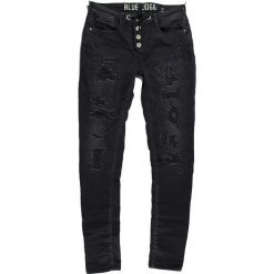 Dżinsy - Slim fit - w kolorze czarnym. Czarne jeansy damskie Le Temps Des Cerises, z aplikacjami, ze skóry, klasyczne. W wyprzedaży za 169.95 zł.