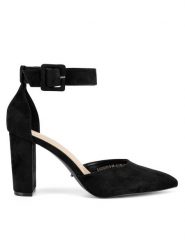DeeZee Czółenka LH230312-5 Czarny. Czarne czółenka damskie DeeZee, bez wzorów, z materiału, bez obcasa, bez zapięcia. Za 129.99 zł.