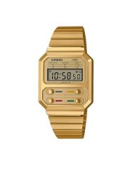 Casio Zegarek Vintage A100WEG-9AEF Złoty. Żółte, cyfrowe zegarki męskie Casio, bez wzorów, złote. Za 279.99 zł.