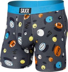 SAXX Bokserki męskie szybkoschnące SAXX VIBE Boxer Brief piłki - szare S. Szare bokserki męskie Saxx, bez wzorów. Za 103.99 zł.