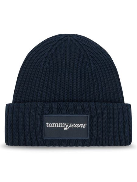 Tommy Jeans Czapka Script AW0AW17909 Granatowy. Niebieskie czapki damskie Tommy Jeans, na zimę, bez wzorów, z bawełny. Za 149.99 zł.