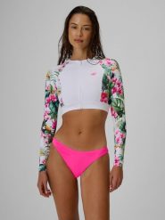 4F Longsleeve do pływania i sportów wodnych z filtrem UPF50+ damski - multikolor M. Brązowe koszulki sportowe damskie 4F, l, bez wzorów, z dzianiny, bez ramiączek, na fitness i siłownię. Za 149.99 zł.