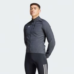 Kurtka The WIND.RDY Cycling. Czarne kurtki męskie Adidas, bez wzorów, z materiału, sportowe, bez kaptura. Za 479.00 zł.