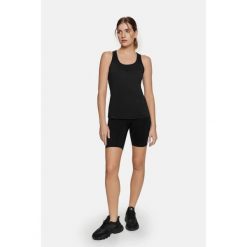 Bluzka fitness Dry Cardiobunny na ramiączka. Czarne bluzki damskie Cardio Bunny, bez wzorów, bez kołnierzyka, bez ramiączek. Za 39.99 zł.