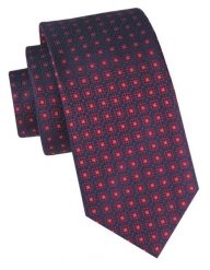 Klasyczny, Męski Krawat Alties - Drobny, Czerwony Wzór Geometryczny. Czerwone krawaty i muchy Alties, bez wzorów, z tkaniny, eleganckie. Za 49.00 zł.