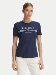 Guess T-Shirt V6GI07 K2968 Czarny Regular Fit. Czarne t-shirty damskie Guess, xs, z aplikacjami, z bawełny, bez kołnierzyka, bez ramiączek. Za 154.99 zł.
