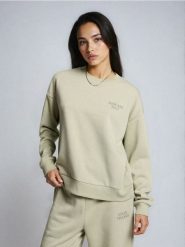 Bluza crewneck z napisem - niebieski. Niebieskie bluzy damskie Sinsay, l, bez wzorów, bez ramiączek, bez kaptura. Za 29.99 zł.