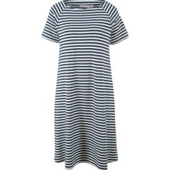 Sukienka z kolekcji Maite Kelly bonprix ciemnoniebiesko-biały w paski. Niebieskie sukienki damskie bonprix, bez wzorów, z wiskozy, bez kołnierzyka, bez ramiączek. Za 59.99 zł.
