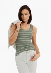 Top w paski T-ESTER. Koszulki sportowe damskie Volcano, l, bez wzorów, z bawełny, bez ramiączek. Za 54.99 zł.