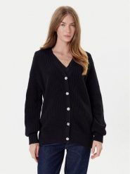 Guess Kardigan W5YR06 Z3OO0 Czarny Regular Fit. Czarne kardigany damskie Guess, xs, z aplikacjami, z bawełny, bez kołnierzyka. Za 359.99 zł.