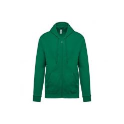 Bluza z kapturem i zamkiem błyskawicznym Kariban. Zielone bluzy damskie KARIBAN, uniwersalny, bez wzorów, z bawełny, bez ramiączek, z kapturem. Za 195.50 zł.