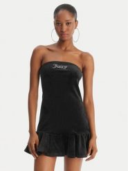 Juicy Couture Sukienka codzienna Ruffle JCWED126311 Czarny Slim Fit. Czarne sukienki damskie Juicy Couture, na co dzień, l, bez wzorów, z syntetyku, bez kołnierzyka, bez ramiączek, proste. Za 242.99 zł.