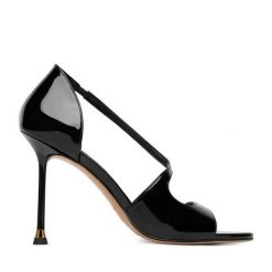 Sandały Eva Minge. Czarne sandały damskie Eva Minge, bez wzorów, bez obcasa, na szpilce, bez zapięcia. Za 429.99 zł.