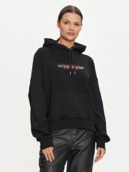 Guess Jeans Bluza W4YQ15 KC811 Czarny Regular Fit. Czarne bluzy damskie Guess Jeans, xl, z aplikacjami, z bawełny, bez ramiączek, bez kaptura. Za 219.99 zł.