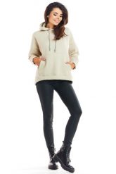 Beżowa Oversizowa Bluza z Kapturem. Brązowe bluzy damskie Infinite You, l, bez wzorów, z bawełny, bez ramiączek, z kapturem. Za 194.90 zł.