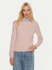 Tommy Hilfiger Sweter WW0WW44161 Różowy Regular Fit. Czerwone swetry nierozpinane damskie Tommy Hilfiger, xxl, bez wzorów, z wełny, bez kołnierzyka, bez ramiączek. Za 389.99 zł.