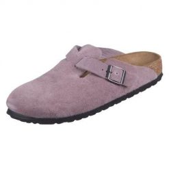 Klapki unisex Birkenstock Boston Faded. Czerwone klapki damskie Birkenstock, bez wzorów, z materiału, bez obcasa, bez zapięcia. Za 628.35 zł.