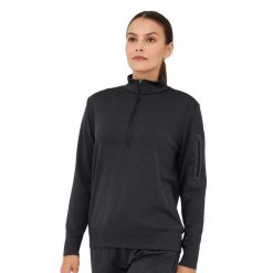 Bluza damska wełniana z krótkim ekspresem Brubeck OUTDOOR MERINO. Szare bluzy damskie Brubeck, m, bez wzorów, z elastanu, eleganckie, bez ramiączek, bez kaptura. Za 299.00 zł.