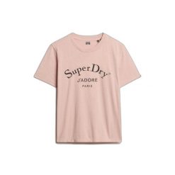Koszulka damska Superdry Brand Mark. Czerwone bluzki damskie Superdry, bez wzorów, bez kołnierzyka, bez ramiączek. Za 139.35 zł.