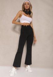 Czarne Legginsy High Waist o Fasonie Flare Nallirea. Czarne legginsy damskie Renee, bez wzorów, z jeansu. Za 34.99 zł.