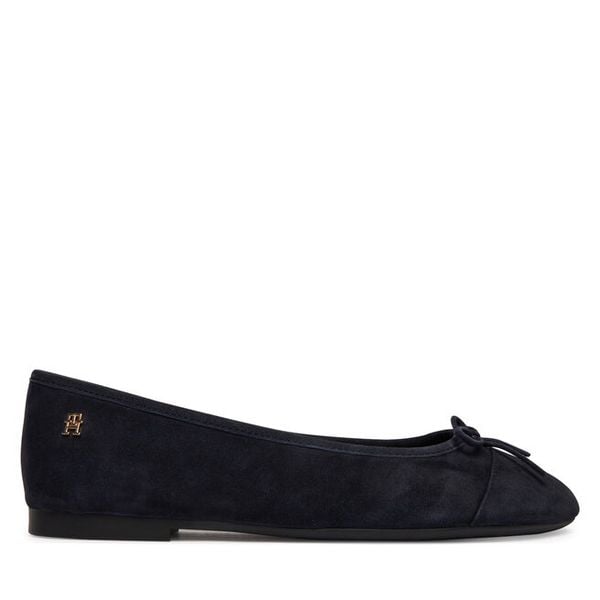 Baleriny Tommy Hilfiger. Niebieskie balerinki damskie Tommy Hilfiger, bez wzorów, bez obcasa, bez zapięcia. Za 233.99 zł.