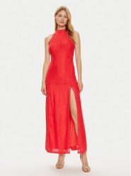 Guess Sukienka letnia W2YK96 K3I20 Czerwony Regular Fit. Czerwone sukienki damskie Guess, na lato, xxl, z aplikacjami, z syntetyku, bez kołnierzyka, bez ramiączek. Za 379.99 zł.