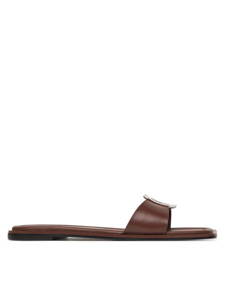 Calvin Klein Klapki Flat Slide W/Ck Hw Big - Lth HW0HW02482 Brązowy. Brązowe klapki damskie Calvin Klein, bez wzorów, ze skóry, bez obcasa, bez zapięcia. Za 319.99 zł.