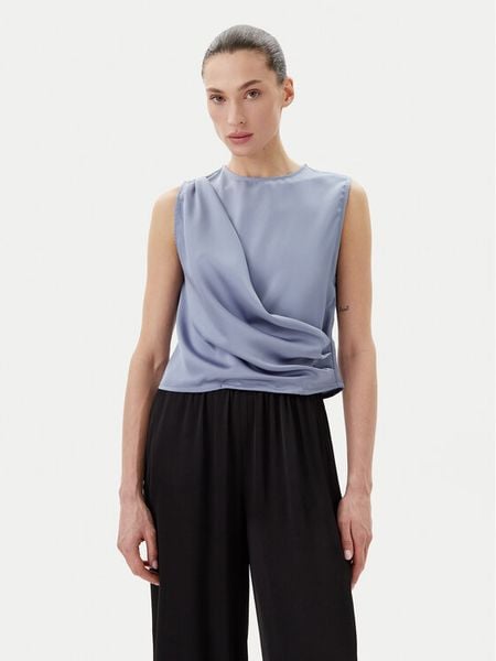Eleh Bluzka ESS250183 Niebieski Regular Fit. Niebieskie bluzki damskie Eleh, m, bez wzorów, z syntetyku, bez kołnierzyka, bez ramiączek. Za 159.99 zł.
