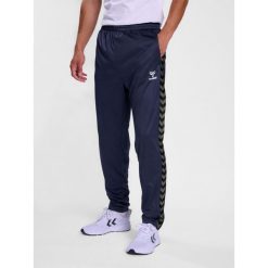 Spodnie dresowe polyesterowe Hummel Authentic. Niebieskie spodnie sportowe męskie Hummel, bez wzorów, z dresówki, na fitness i siłownię. Za 193.50 zł.