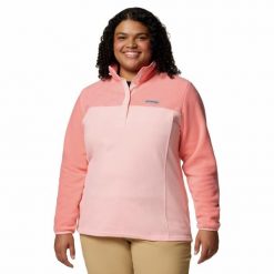 Bluza polarowa damska Columbia Benton Springs 1/2 Snap Pullover Fleece II. Czerwone bluzy damskie Columbia, bez wzorów, z polaru, sportowe, bez ramiączek, bez kaptura. Za 135.99 zł.
