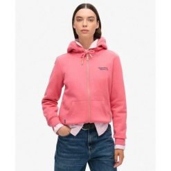 Bluza z kapturem i zamkiem Essential Logo. Czerwone bluzy damskie Superdry, bez wzorów, bez ramiączek. Za 345.65 zł.