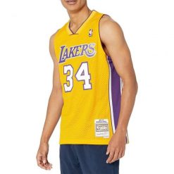 Koszulka do koszykówki męska Mitchell & Ness NBA Swingman Home Jersey Lakers 99. Brązowe koszulki sportowe męskie Mitchell & Ness, m, bez wzorów, z jersey, bez ramiączek, do koszykówki. W wyprzedaży za 398.50 zł.