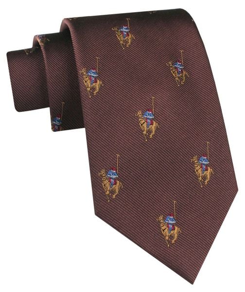 Jedwabny Krawat Męski - His Story - Brązowy, Gracz Polo. Brązowe krawaty i muchy His Story, bez wzorów, z jedwabiu, eleganckie. Za 115.00 zł.