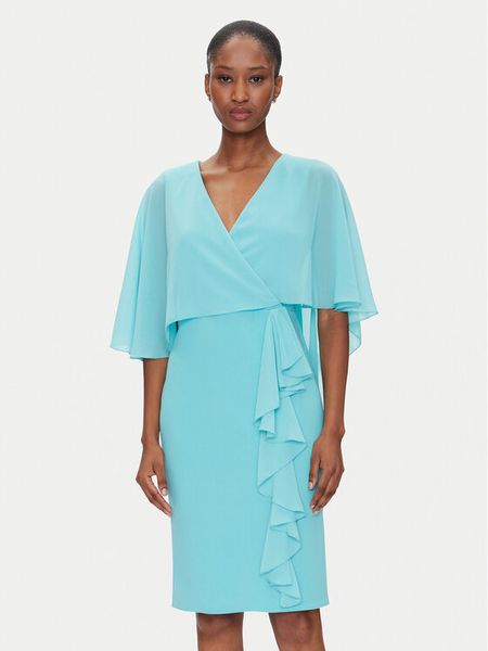 Rinascimento Sukienka koktajlowa CFC0123560003 Turkusowy Regular Fit. Niebieskie sukienki damskie Rinascimento, xs, bez wzorów, z syntetyku, wizytowe, bez kołnierzyka, bez ramiączek. Za 329.99 zł.