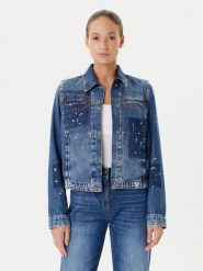 Guess Kurtka jeansowa W5YN69 D5R01 Granatowy Regular Fit. Niebieskie kurtki damskie Guess, l, z aplikacjami, z bawełny, bez kaptura. Za 529.99 zł.