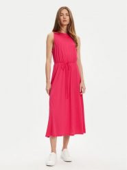United Colors Of Benetton Sukienka letnia 3Q225V00X Różowy Regular Fit. Czerwone sukienki damskie United Colors Of Benetton, na lato, s, bez wzorów, z bawełny, bez kołnierzyka, bez ramiączek. Za 179.99 zł.