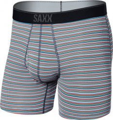 SAXX Bokserki męskie trekkingowe / sportowe z rozporkiem SAXX QUEST Boxer Brief Fly - kolorowe paski S. Bokserki męskie Saxx, bez wzorów. Za 103.99 zł.
